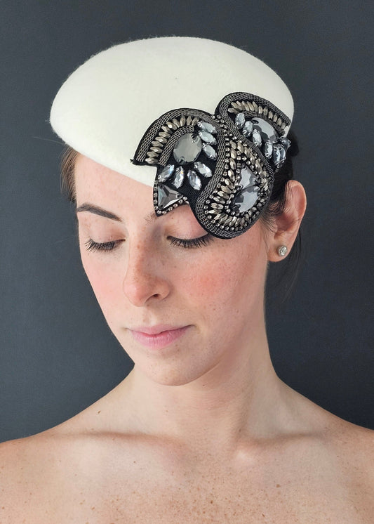 Bianca - white felt Percher hat