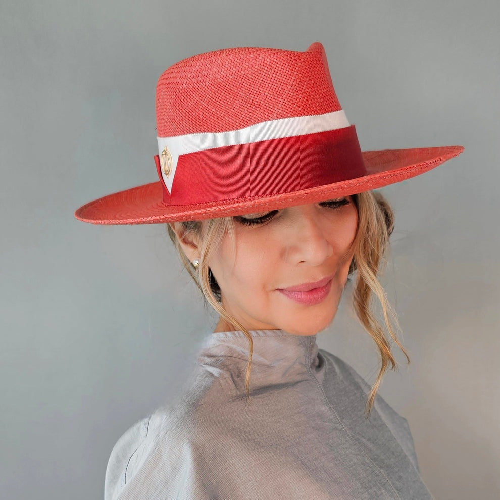 LUANN  Panama fedora luxury presentation - statement millinery piece highlighting premium materials and sophisticated design elements