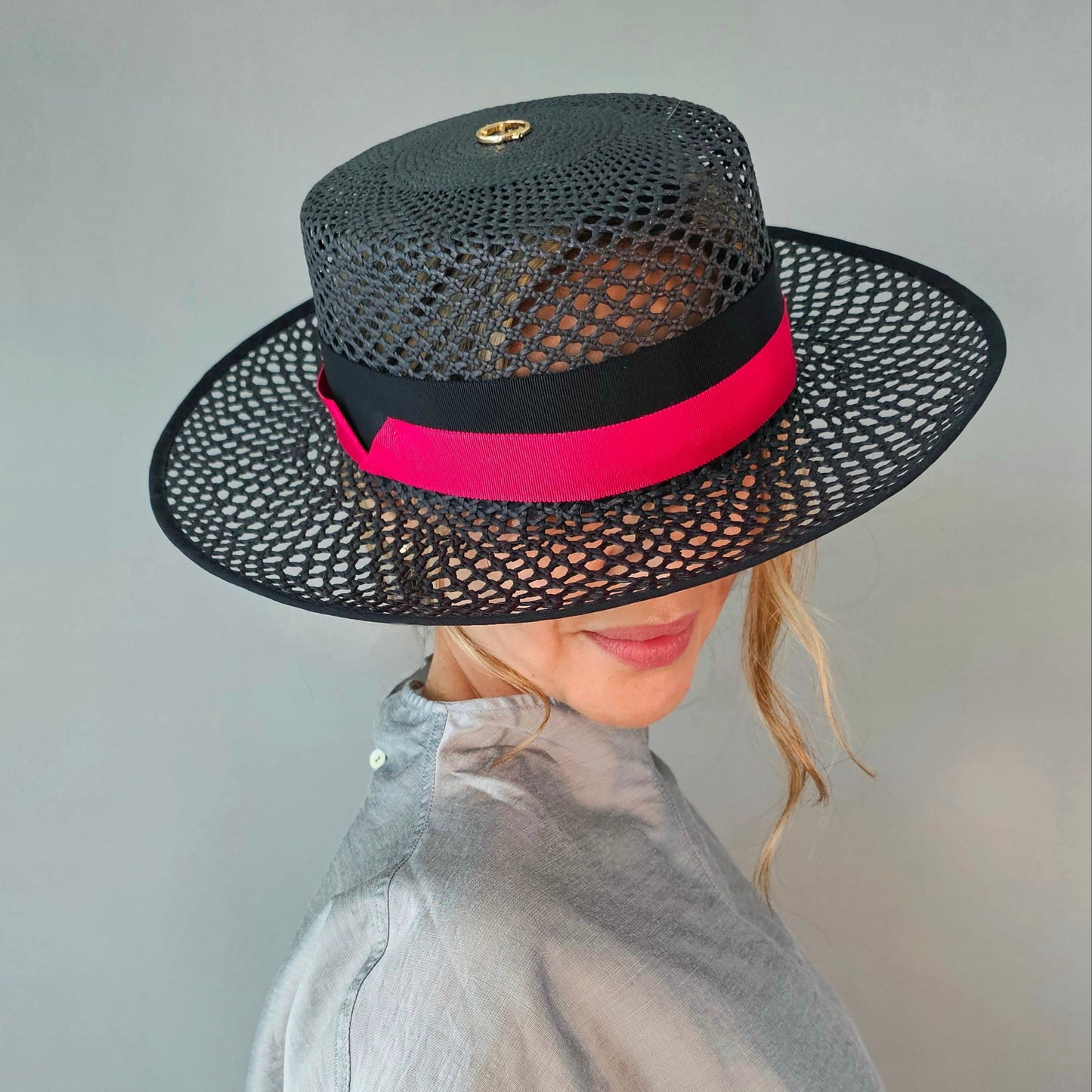 Mia elegant open weave hat