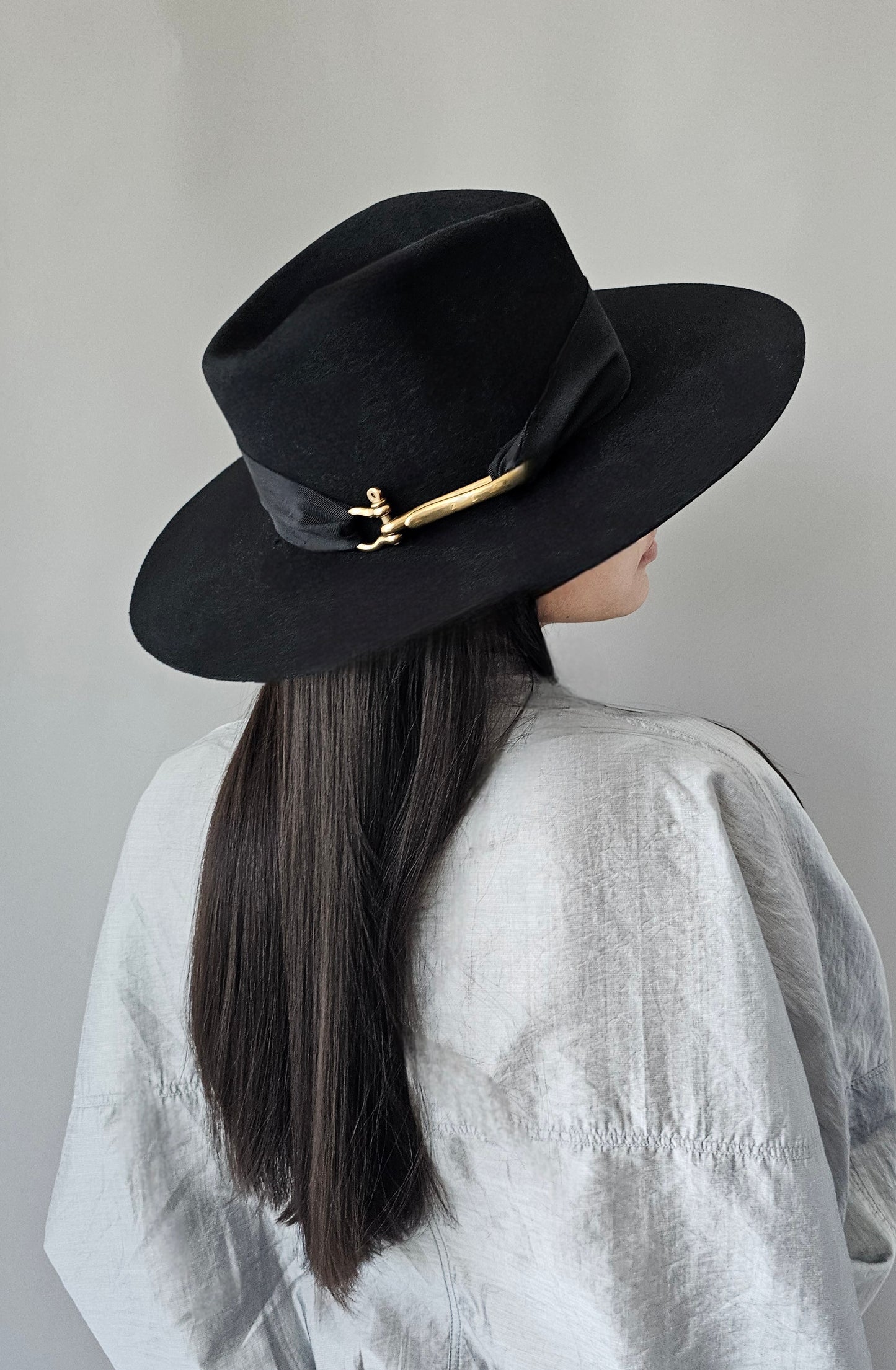 Wool fedora black side profile - wide brim classic style hat