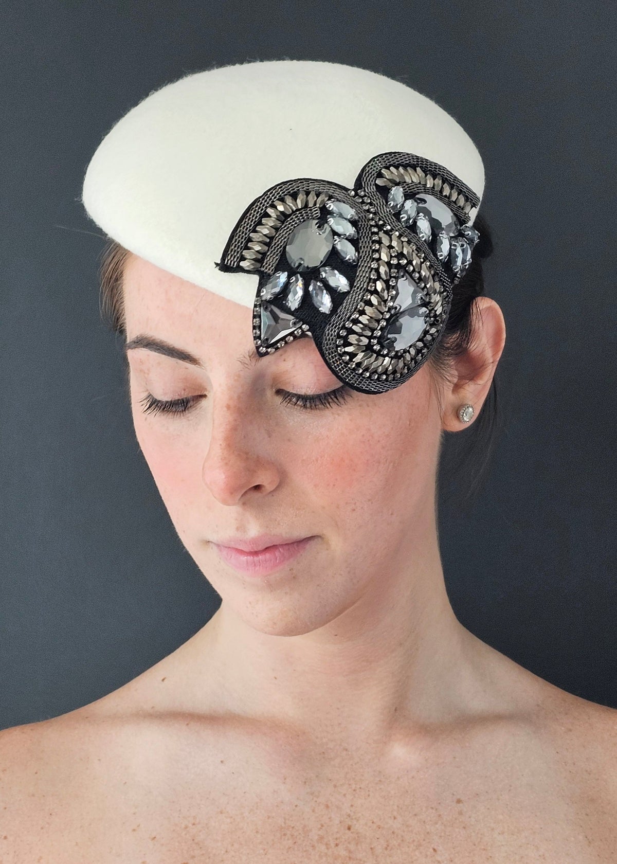 Bianca - white felt Percher hat 
