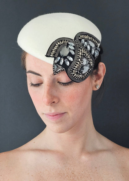 Bianca - white felt Percher hat 