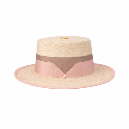 Rose Pink boater hat 