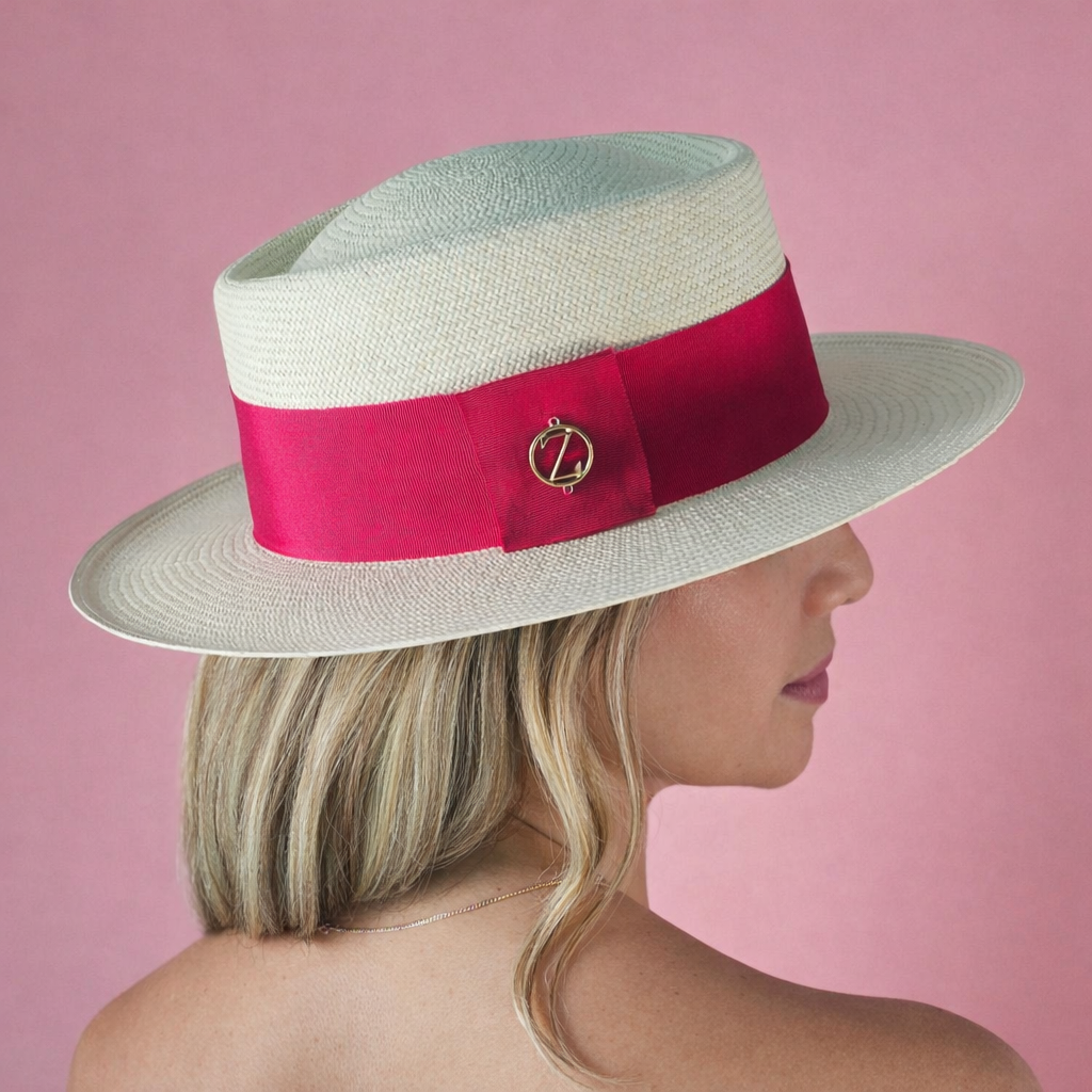 PAMELA Gambler Panama hat - sophisticated side profile showcasing handwoven Montecristi craftsmanship and Gambler silhouette, side view